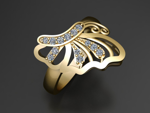 बटरफ्लाई हाफ बॉडी रिंग 3डी प्रिंट करने योग्य मॉडल 3D प्रिंट मॉडल