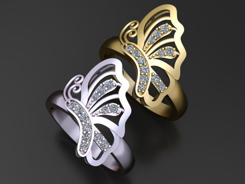 बटरफ्लाई हाफ बॉडी रिंग 3डी प्रिंट करने योग्य मॉडल 3D प्रिंट मॉडल