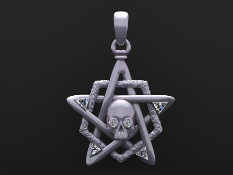 ЧЕРЕПЫ И ЗВЕЗДНЫЙ КУЛОН 3D МОДЕЛЬ ДЛЯ ПЕЧАТИ 3D Принт Модель