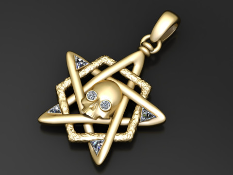 ЧЕРЕПЫ И ЗВЕЗДНЫЙ КУЛОН 3D МОДЕЛЬ ДЛЯ ПЕЧАТИ 3D Принт Модель