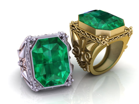 Royal Emerald Vintage Ring 3D Print Model