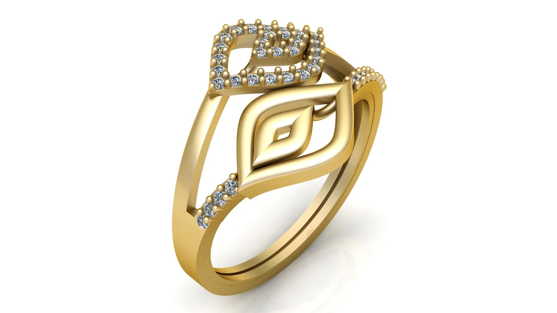 Elegant Petal Diamond Ring 3D Print Model .c4d .max .obj .3ds .fbx .stl .blend 