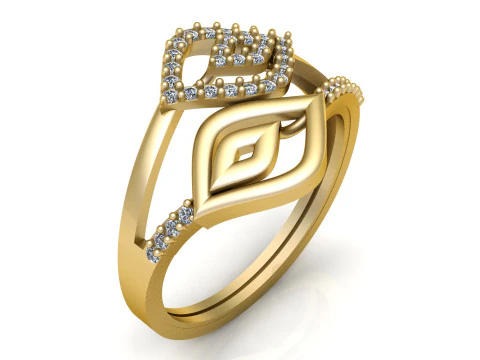 Elegante bloemblaadje diamanten ring 3D printmodel