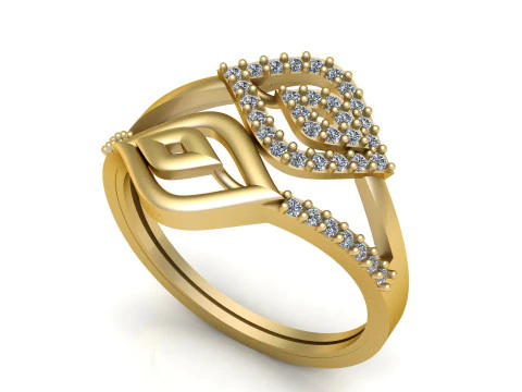 Elegant Petal Diamond Ring 3D Print Model