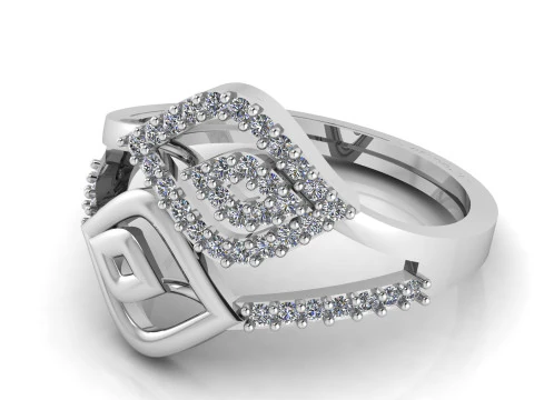 Elegant Petal Diamond Ring 3D Print Model