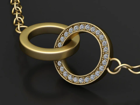 Pingente Círculo de Diamante Interligado Modelo de Impressão 3D