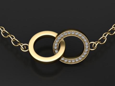 インターリンク ダイヤモンド サークル ペンダント 3Dプリントモデル