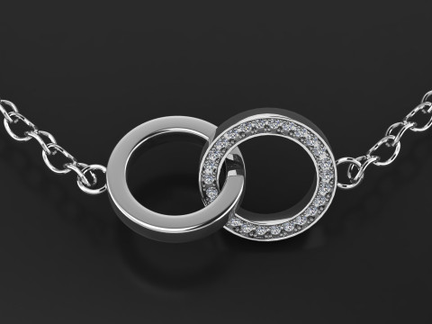 インターリンク ダイヤモンド サークル ペンダント 3Dプリントモデル