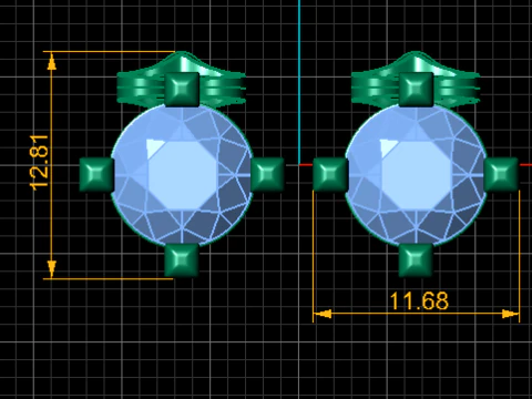 Classic Gold Diamond Stud Earrings 3D Print Model