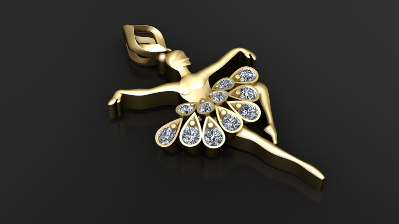 Elegante pendente con diamanti ballerina Modello di stampa 3D .c4d .max .obj .3ds .fbx .stl .blend 