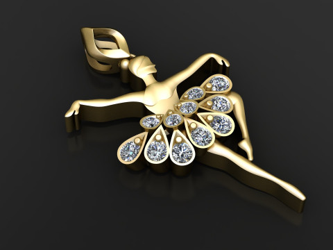 सुरुचिपूर्ण बैलेरीना डायमंड पेंडेंट 3D प्रिंट मॉडल