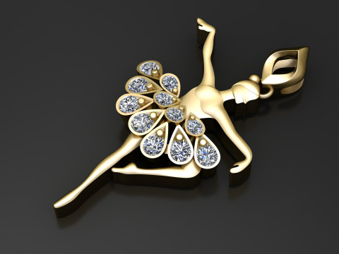Elegante pendente con diamanti ballerina Modello di stampa 3D