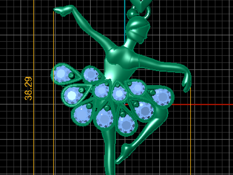 Elegante pendente con diamanti ballerina Modello di stampa 3D