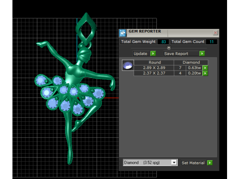 Elegante pendente con diamanti ballerina Modello di stampa 3D