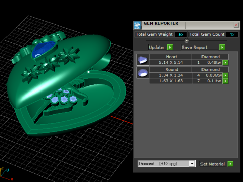 Medalhão de coração floral vintage com gema de rubi Modelo de Impressão 3D