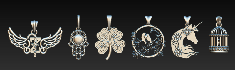 Symbolic Wings Pendant Collection 6 Premium 3D Printable Jewelry Designs 3D Print Model .c4d .max .obj .3ds .fbx .stl .blend 