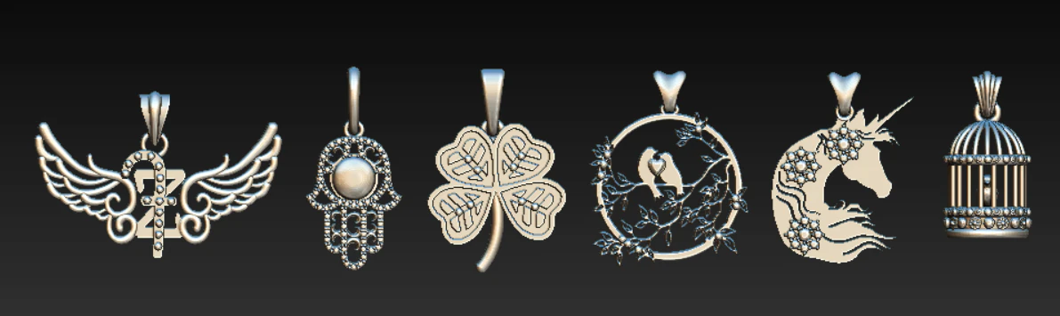 Collezione di pendenti con ali simboliche 6 design premium di gioielli stampabili in 3D Modello di stampa 3D .c4d .max .obj .3ds .fbx .stl .blend 