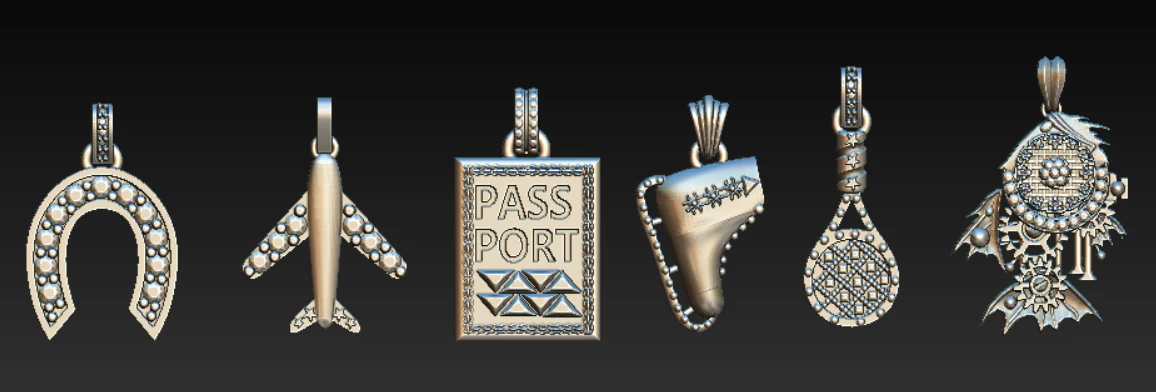 3D printable travel pendant collection 3D Print Model .c4d .max .obj .3ds .fbx .stl .blend 