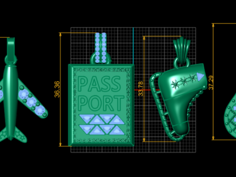 Coleção de pingentes de viagem para impressão em 3D Modelo de Impressão 3D