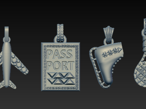 Coleção de pingentes de viagem para impressão em 3D Modelo de Impressão 3D