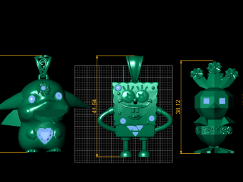 独家 3D 打印卡通吊坠系列 3D 打印模型