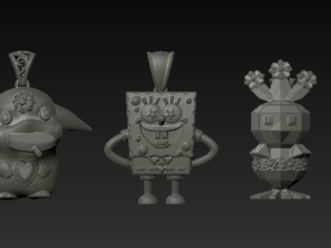 独家 3D 打印卡通吊坠系列 3D 打印模型