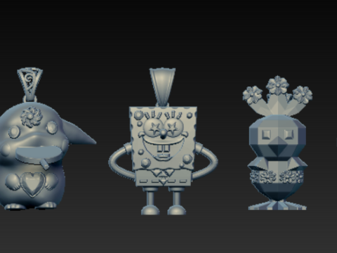 独家 3D 打印卡通吊坠系列 3D 打印模型