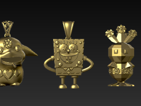 独家 3D 打印卡通吊坠系列 3D 打印模型