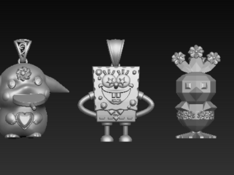 独家 3D 打印卡通吊坠系列 3D 打印模型