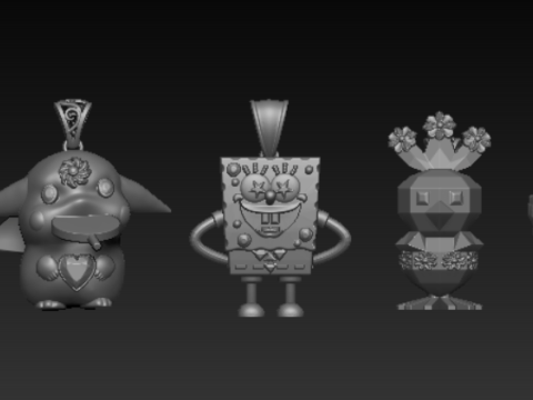 独家 3D 打印卡通吊坠系列 3D 打印模型