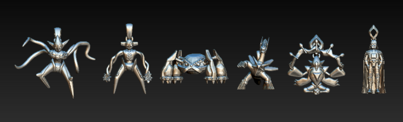 Collection de pendentifs de personnages de science-fiction futuristes Modèles 3D en vedette .c4d .max .obj .3ds .fbx .stl .blend