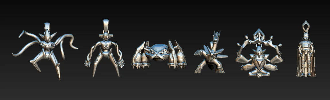 Futuristic Sci-Fi Character Pendant Collection 3D Print Model .c4d .max .obj .3ds .fbx .stl .blend