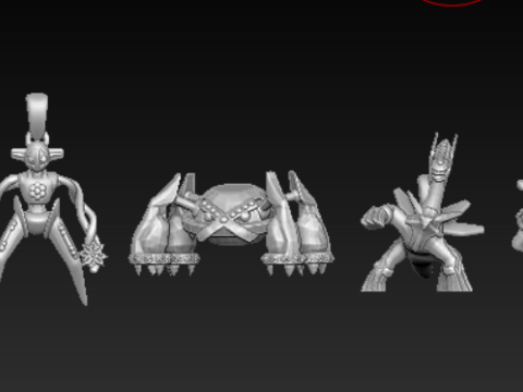 Collection de pendentifs de personnages de science-fiction futuristes Modèles 3D en vedette