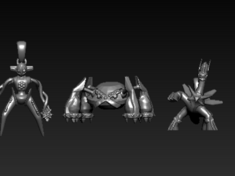 Collection de pendentifs de personnages de science-fiction futuristes Modèles 3D en vedette