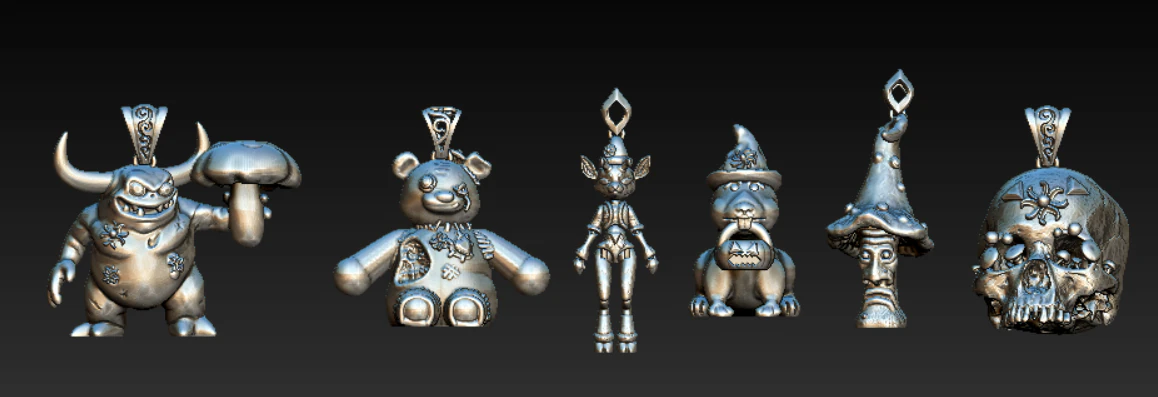 3D Printable Character Pendant Collection 3D Print Model .c4d .max .obj .3ds .fbx .stl .blend