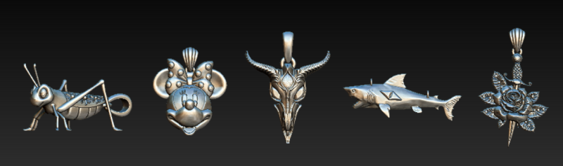 Pendentif Sauterelle Doré Modèles 3D en vedette .c4d .max .obj .3ds .fbx .stl .blend