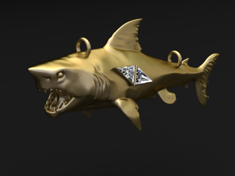 Pendentif Sauterelle Doré Modèles 3D en vedette