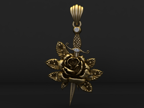 Pendentif Sauterelle Doré Modèles 3D en vedette