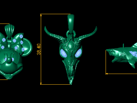 Pendentif Sauterelle Doré Modèles 3D en vedette