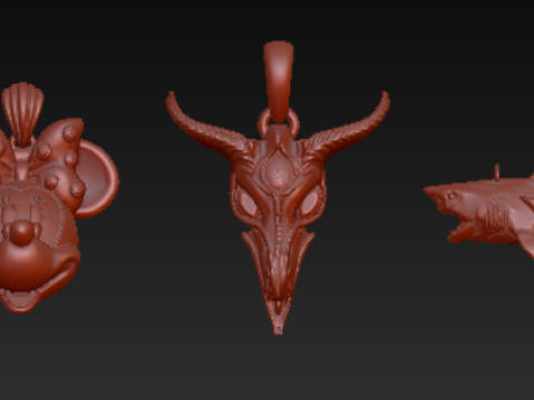 Pendentif Sauterelle Doré Modèles 3D en vedette