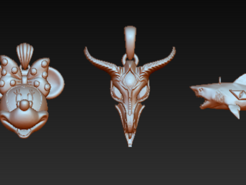 Pendentif Sauterelle Doré Modèles 3D en vedette