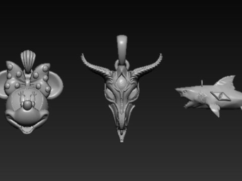 Pendentif Sauterelle Doré Modèles 3D en vedette