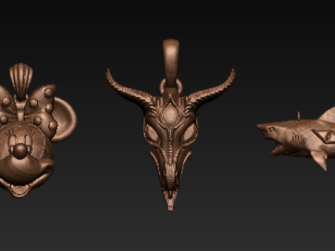 Pendentif Sauterelle Doré Modèles 3D en vedette