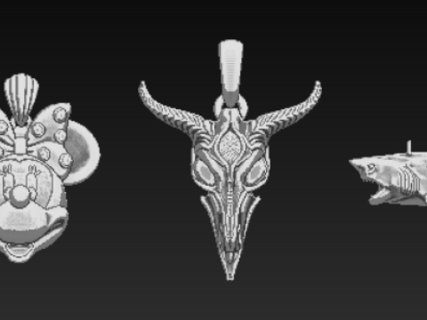 Pendentif Sauterelle Doré Modèles 3D en vedette