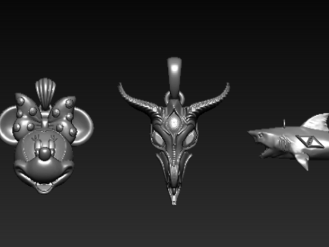 Pendentif Sauterelle Doré Modèles 3D en vedette