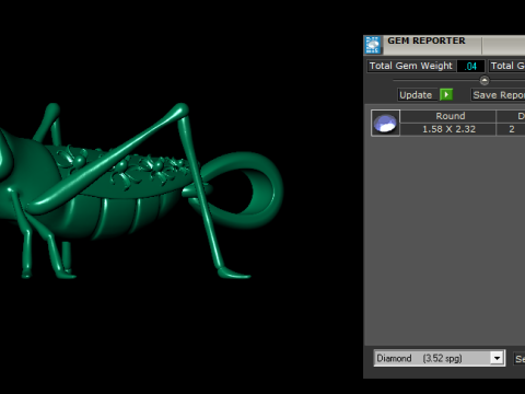 Pendentif Sauterelle Doré Modèles 3D en vedette