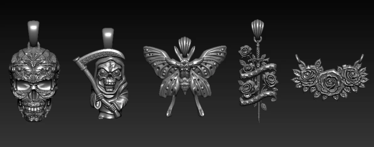 Royal Floral Skull Pendant 3D Print Model .c4d .max .obj .3ds .fbx .stl .blend 