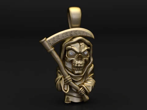 Royal Floral Skull Pendant 3D Print Model