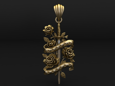 रॉयल पुष्प खोपड़ी लटकन 3D प्रिंट मॉडल