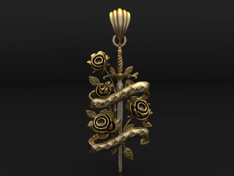 Royal Floral Skull Pendant 3D Print Model